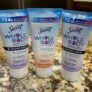 2) Secret Whole Body Deodorant 1) Peach & Vanilla Blossom. Total of 3👏🏼